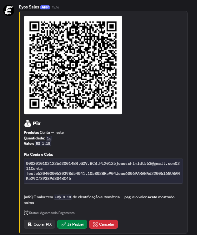 Exemplo do Eyos Sales funcionando no Discord